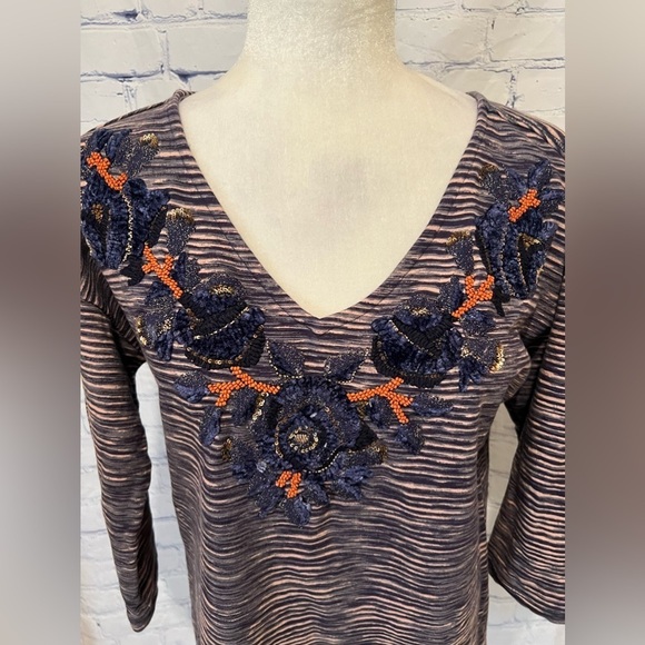 Soft Surroundings Mangata Tunic Top Embroidered Sequin Beaded Sz SMALL - Picture 3 of 7